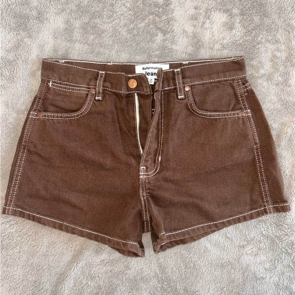 Reformation Chocolate Brown Jean Shorts